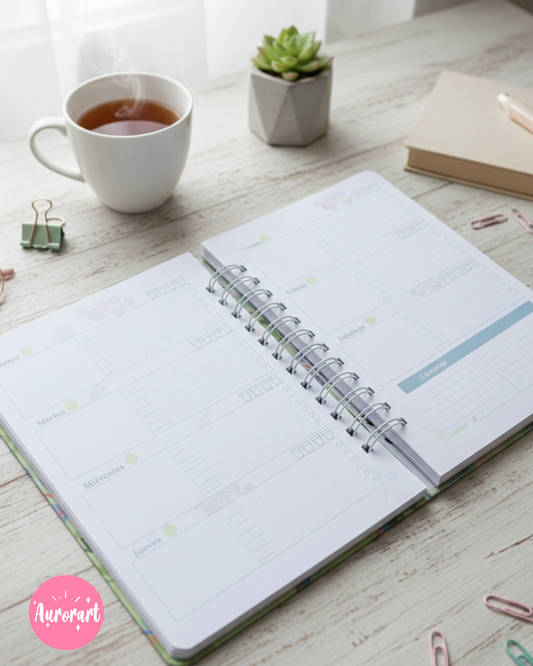 Planner anual floral verde