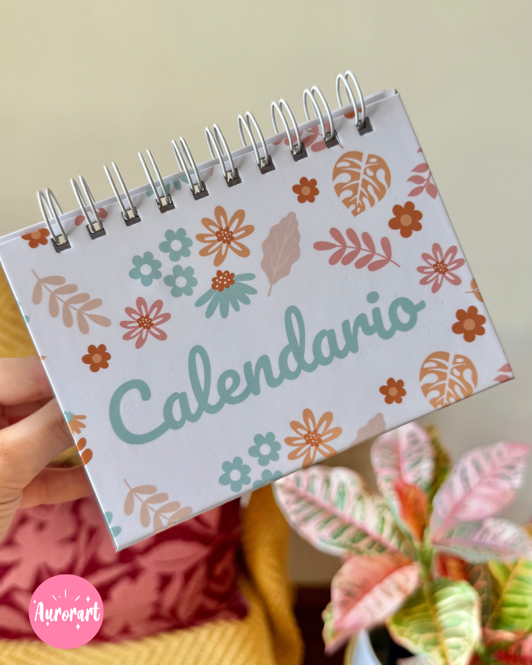 Calendario de Escritorio A6 – Diseño floral colorido