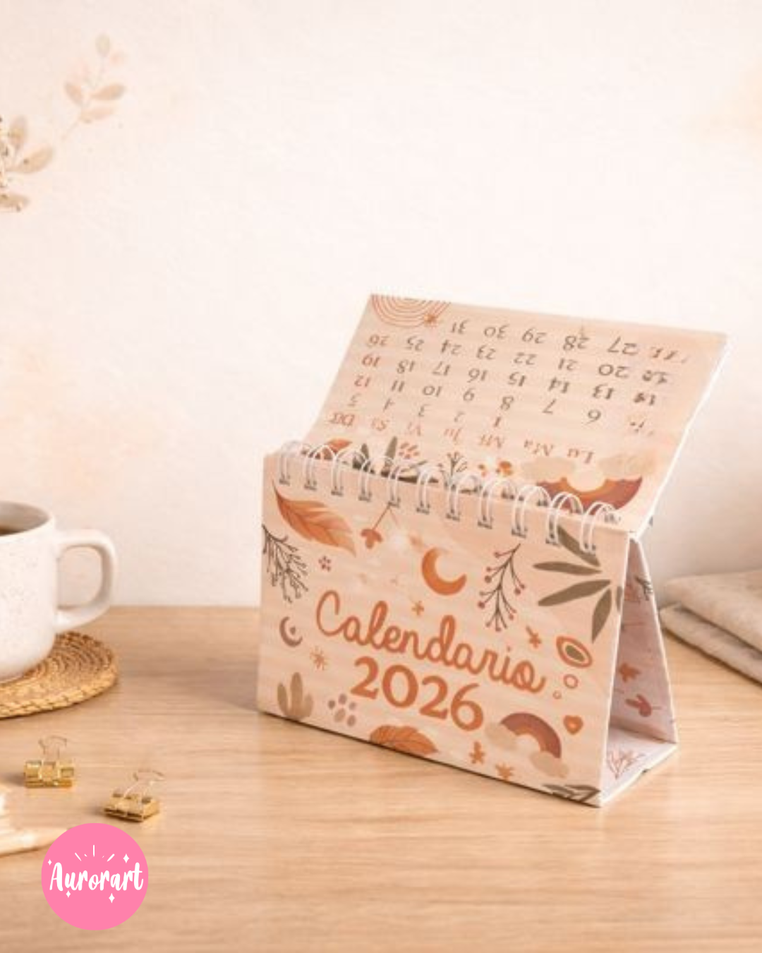 Calendario de escritorio A6 - diseño boho