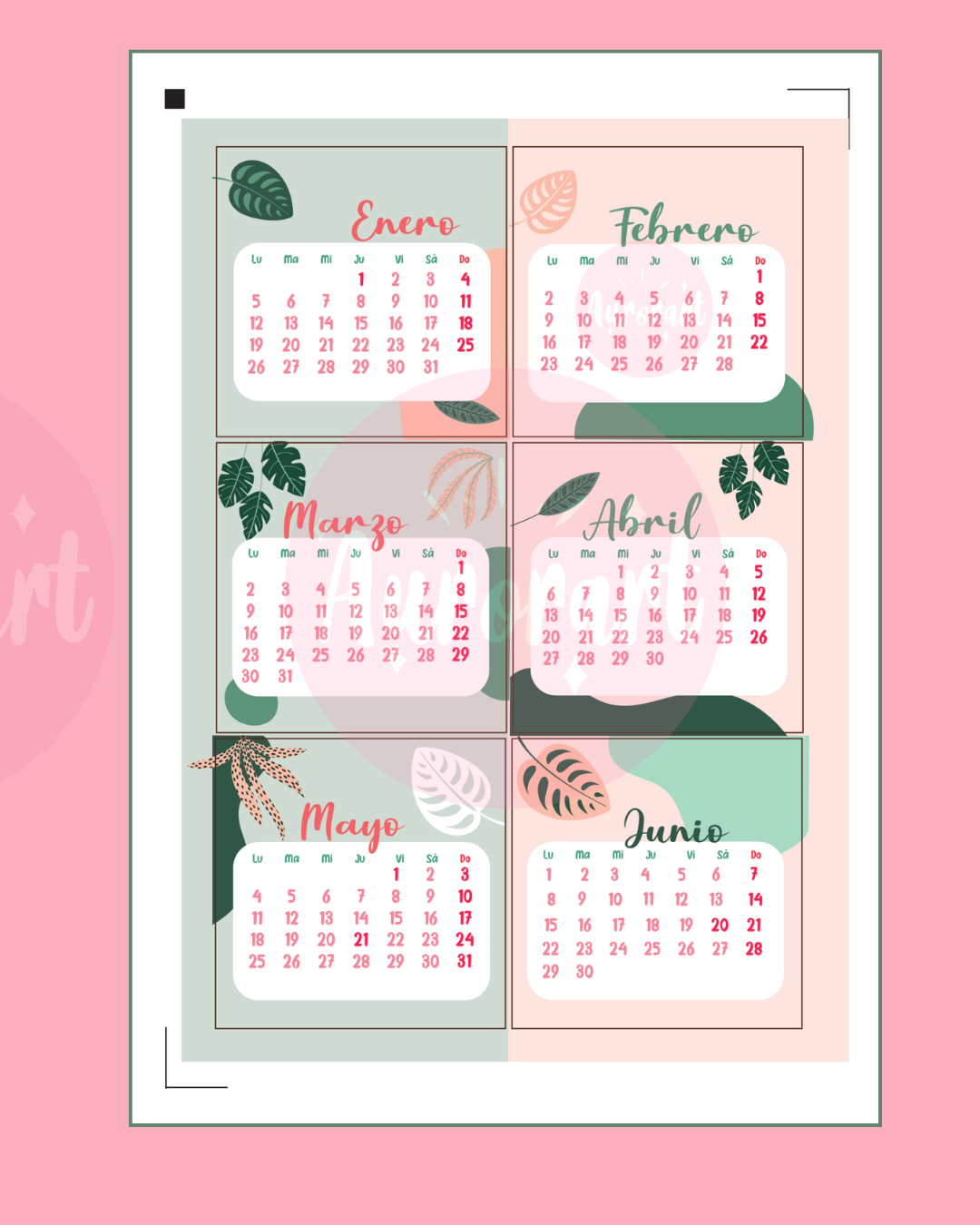 Calendario de Escritorio - Diseño Plantas 2026