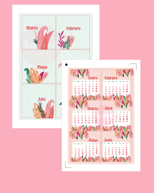 Calendario de escritorio selva rosa