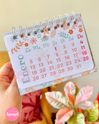 Calendario de Escritorio A6 – Diseño floral colorido