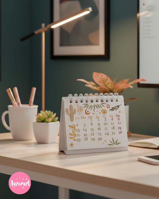 Calendario de escritorio A6 - diseño boho