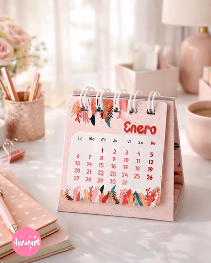 Calendario de escritorio selva rosa