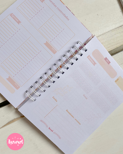 Planner Anual Floral Amarillo y rosado